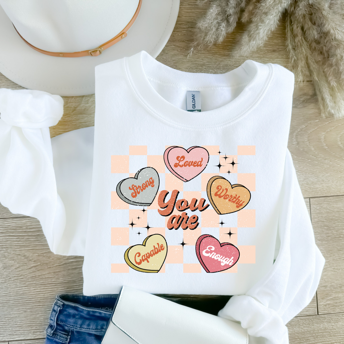 You are Loved Motivational Hearts Sweatshirt