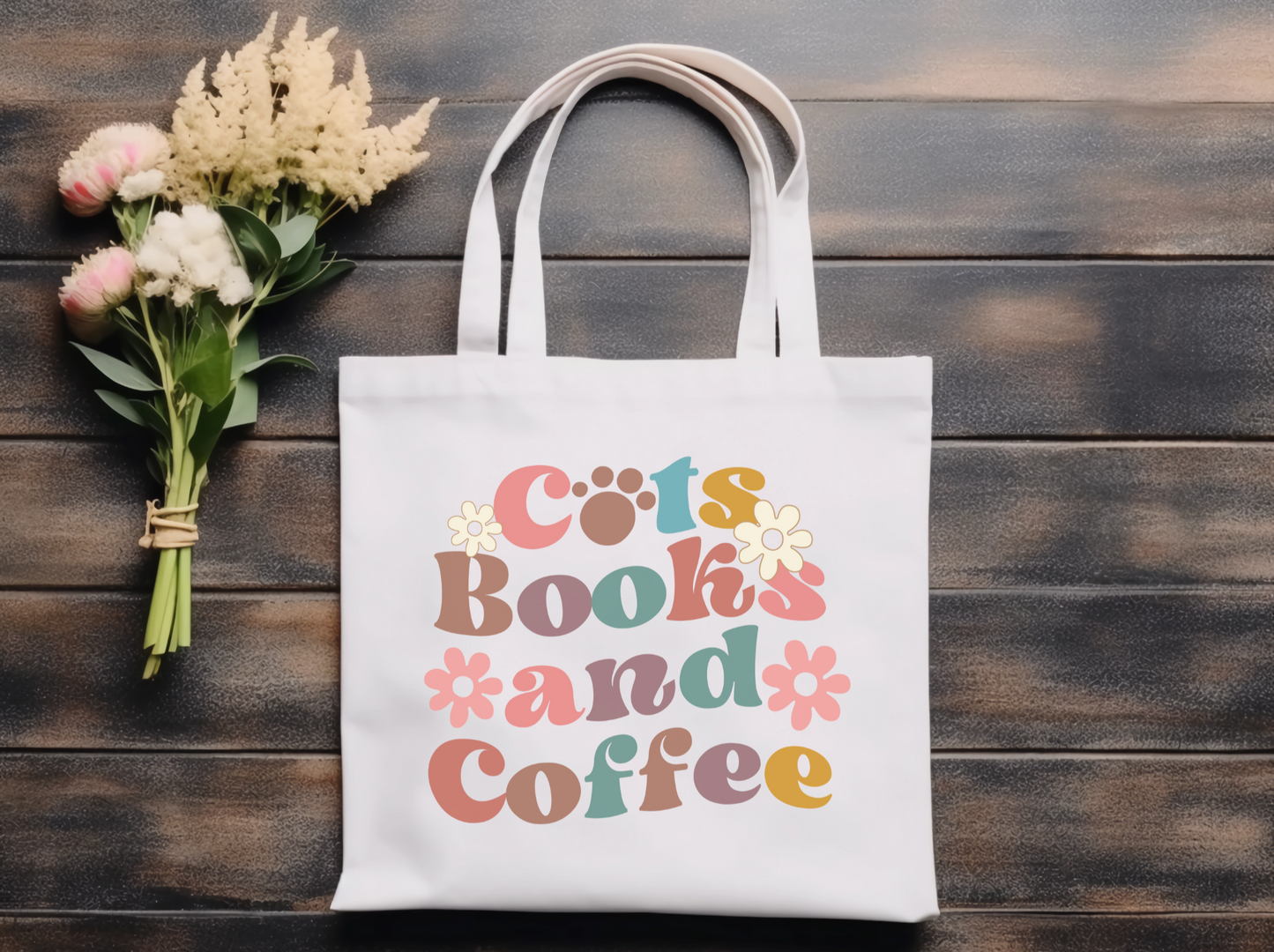 Cats Books and Coffee Tote Bag